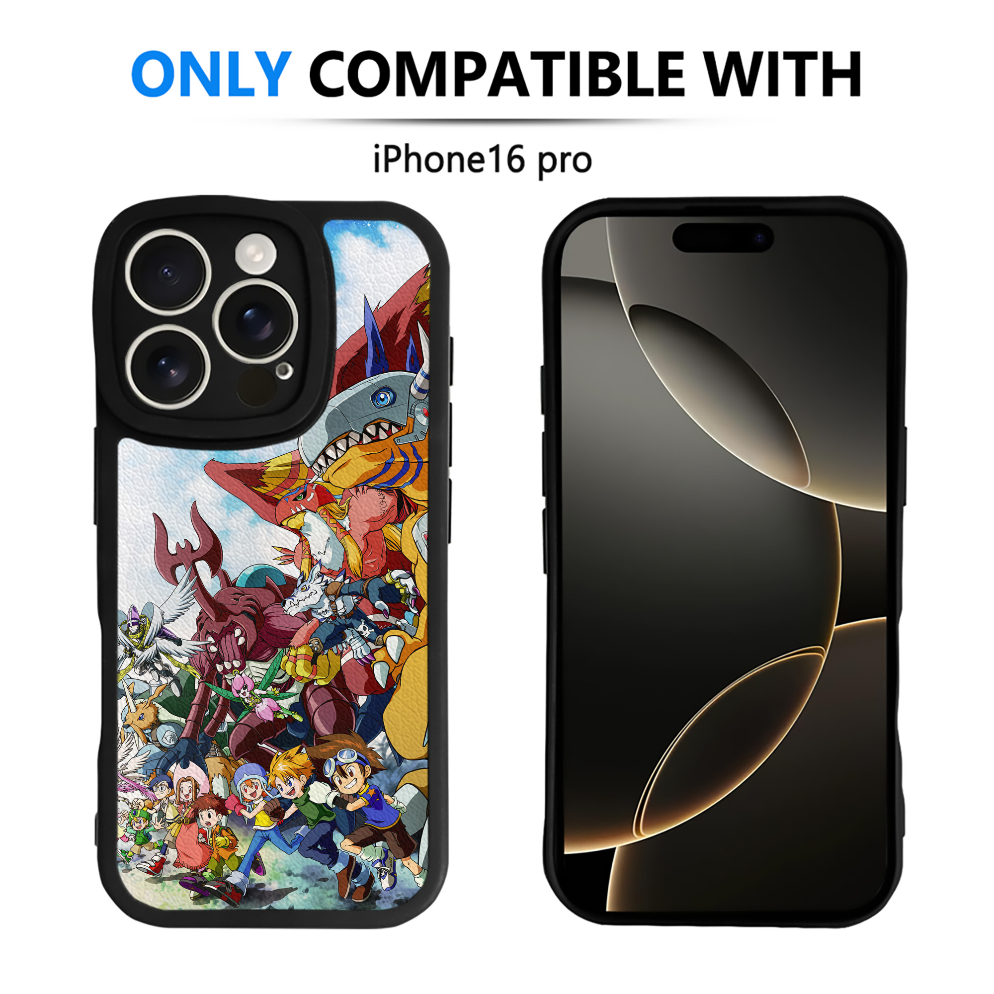 （画像用） Digimon デジタルモンスター/デジモン 【iPhone 16シリーズ対応】シリコンスマホケース（レザー調） 材質：シリコン